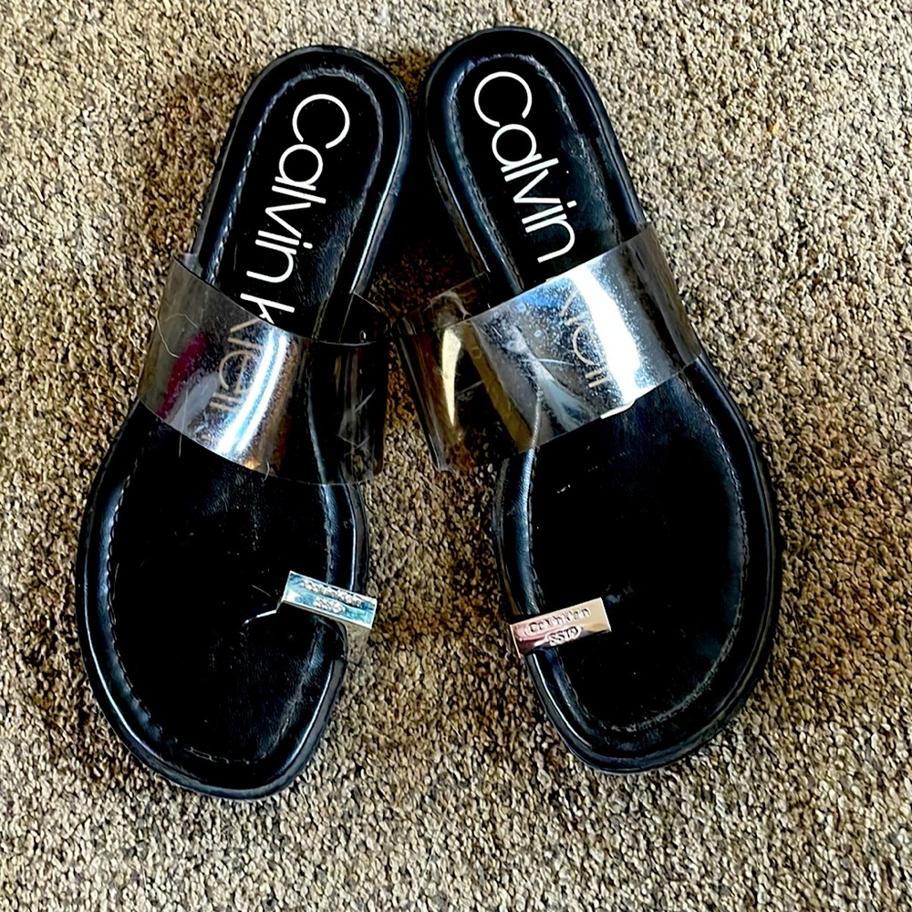 Calvin Klein Black Toe Ring Sandals